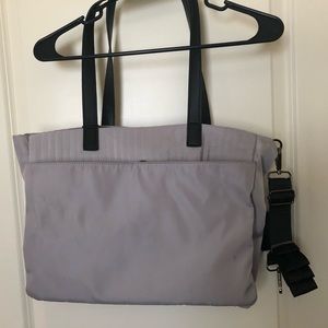 Awesome carry-all, go everywhere satchel-silver parachute material, black trim.